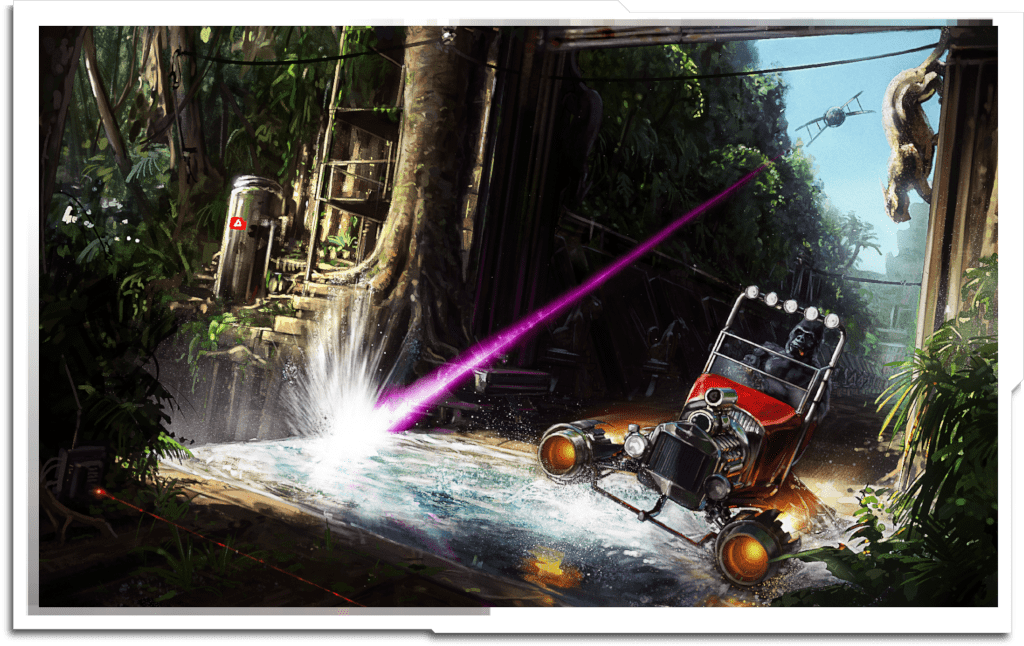 Illustration commission for ‘ImagineFX’ magazine. My initial sketch used a regular model T Ford (though still with the Gorilla in the back seat) – but this was thought to ‘Not be Sci-Fi enough’.