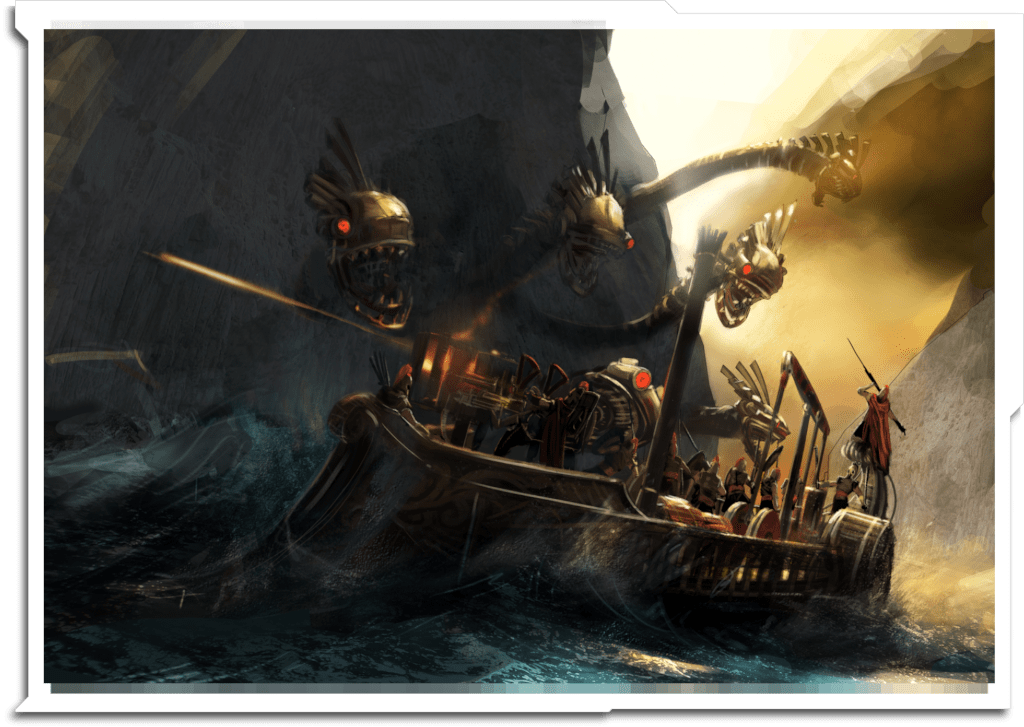 Painting progression of ‘Steampunk Myths and Legends’