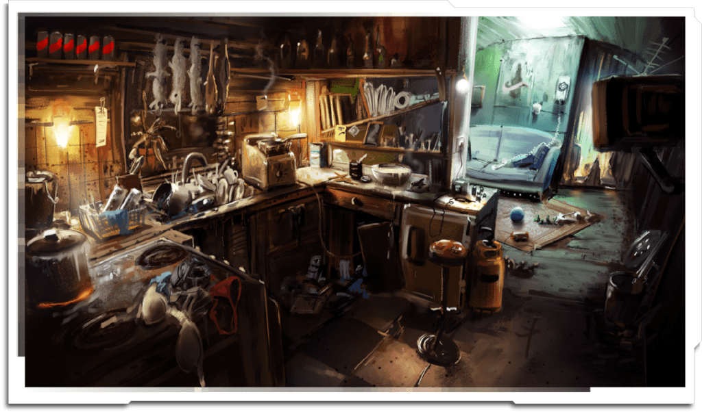 Trailer park interior for ‘PaintingPractice’. Based on an idea by Dan May.