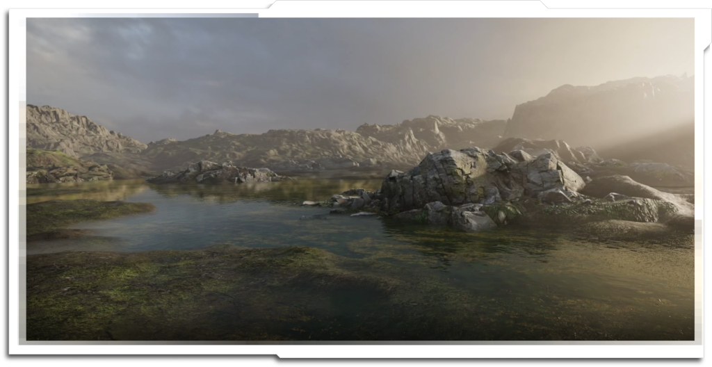 For the second part of our talk I created a more realistic environment layout demo, inspired by an area of the Sunshine Coast. The assets are a combination of my own library and packs from ‘NatureManufacture’, who were kind enough to help us prepare for Siggraph.