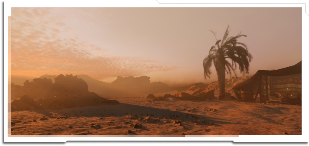 Another demo environment, used for a Steadicam shoot at Scarab Digital. Desert layout in ‘Greenhouse’, streamed in as USD.