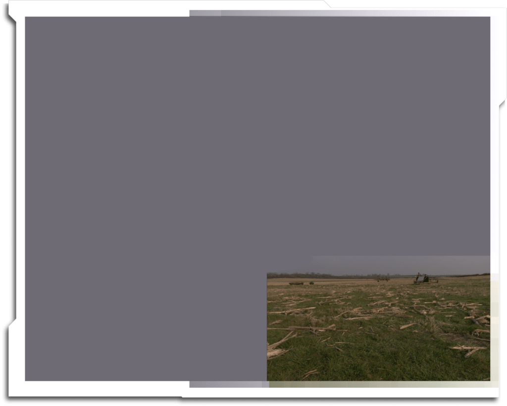 Tornado aftermath – corn field and sky extension.