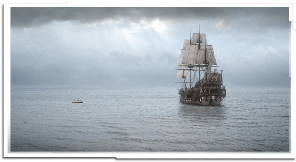 Sky replacement and horizon extension. I didn’t create the ship, but did composite it for this test shot.