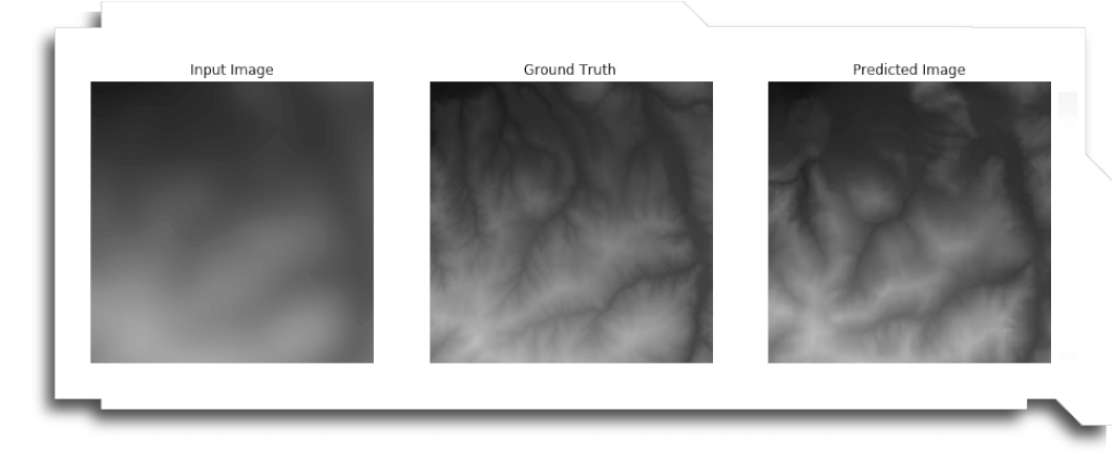 This was a project to train a machine learning system in terrain erosion, to speed up the process of landscape creation. It used a dataset from Washington in the US, and a custom version of ‘Pix2pix’. While the results looked promising, the resolution (256×256) wasn’t high enough to be useful, and turned into more a learning exercise than a production-ready tool.